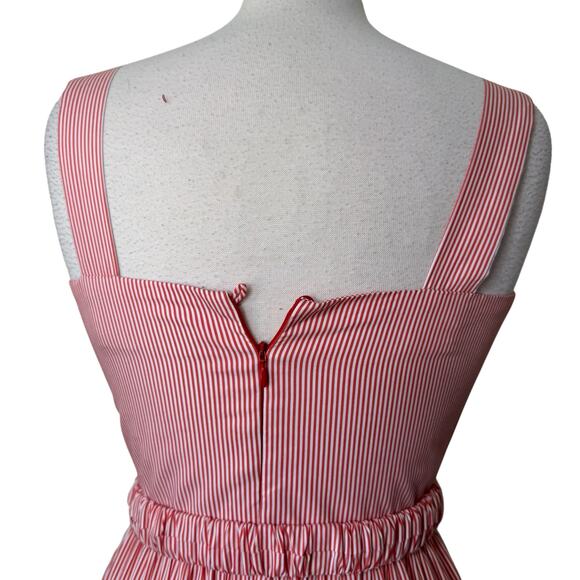 SILVIA TCHERASSI Dione Striped Midi-dress In Orange Embroidered Flower MEDIUM - Picture 10 of 12